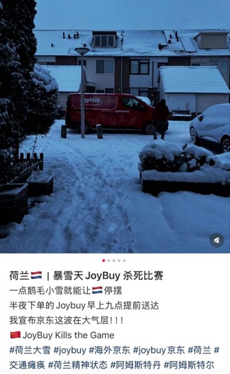 暴雪寒潮席卷欧洲 多地网友称收到“京东快递”：Joybuy半夜下单，早上九点送达(1)